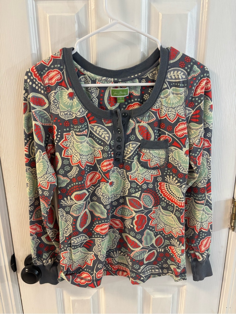 Vera Bradley Nomadic Floral Long Sleeve Henley PJ Top